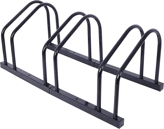 Bike Floor Stand for Indoor Garage Outdoor Parking 22”-28" Wheel Tire Width up to 2.15" Bikes Storage Rack with Mounting Holes for Floor or Wall Mount for 3 Bicycles