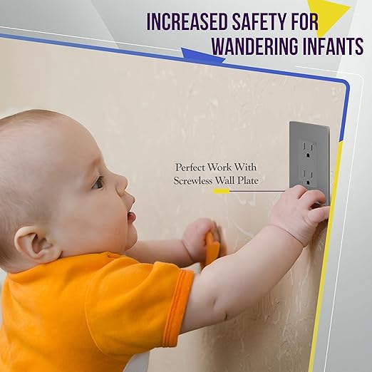 ENERLITES, Gray Decorator Receptacle Outlet, Tamper-Resistant, Residential Grade, 3-Wire, Self-Grounding, 2-Pole, 15A 125V, UL Listed, 61501-TR-GY