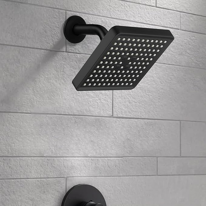 Voolan High Pressure Rain Shower Head - Luxury Modern Look - The Adjustable Replacement For Your Bathroom Showerhead - 6" Square High Flow Pressure Boosting Showers (Matte Black)