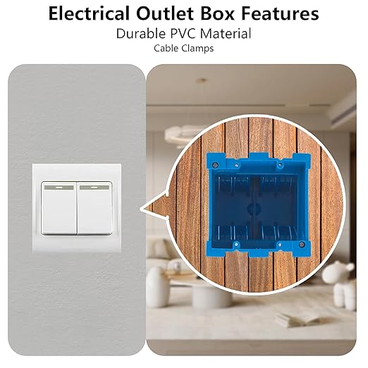 5 Pack 2 Gang Old Work Retrofit Standard Switch/Outlet Wall Electrical Box, 25 Cu.in. PVC 2 Gang Junction Box, 4-1/4-Inch Length by 3-2/3-Inch Width by 4-1/4-Inch Depth, for Constructions
