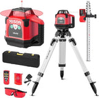 VEVOR Rotary Laser Level Kit, 1650ft 360-Degree Self Leveling Red Horizontal Laser Transit,with Heavy-duty Tripod, Receiver, Remote Control, Toolcase, IP54 Waterproof, 0.06 in/100 ft for Construction
