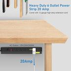 CCCEI Heavy Duty Power Strip Surge Protector 20 Amp, High Amp Industrial Shop Garage Metal Multiple Outlets, 6 FT 12 Gauge 5-15P Extension Cord 6 Outlet 6-20R T-Slot 20a for Appliance. Black.