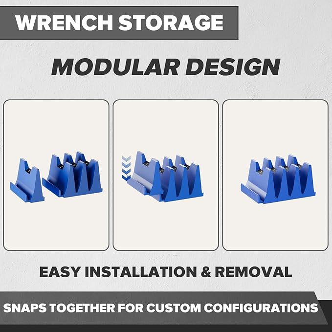 80PCS Modular Wrench Organizer Wrench Holder - Wrench Tool Organizers for Tool Drawer Storage, Wrench Storage Set with Metric & SAE Label, Wrench Rack Tool Gift for Professional Mechanics Men, Blue