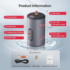 Tank Water Heater Electric, MIZUDO 10 Gallon Point of Use Hot Water heater 1500W, Compact Residential 120V with T&P Valve, Adjustable Thermostat, UL Listed