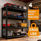 Metal Garage Storage Shelves Heavy Duty Shelving Unit 4 Tier Steel Adjustable Organizing Shelves 2500 LBS Capacity Industrial Shelving Ideal for Garage Tote Pantry Basement Outdoor, 44”Hx31.5”Wx14”D