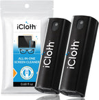 2X iCloth 2-in-1 Screen Cleaner Spray & Microfiber Cloth for Laptops, Tablets, Phones, Car Screens & Touchscreens, Streak-Free & Anti-Smudge, Large 0.68 fl oz (20ml) Bottle for Heavy Use