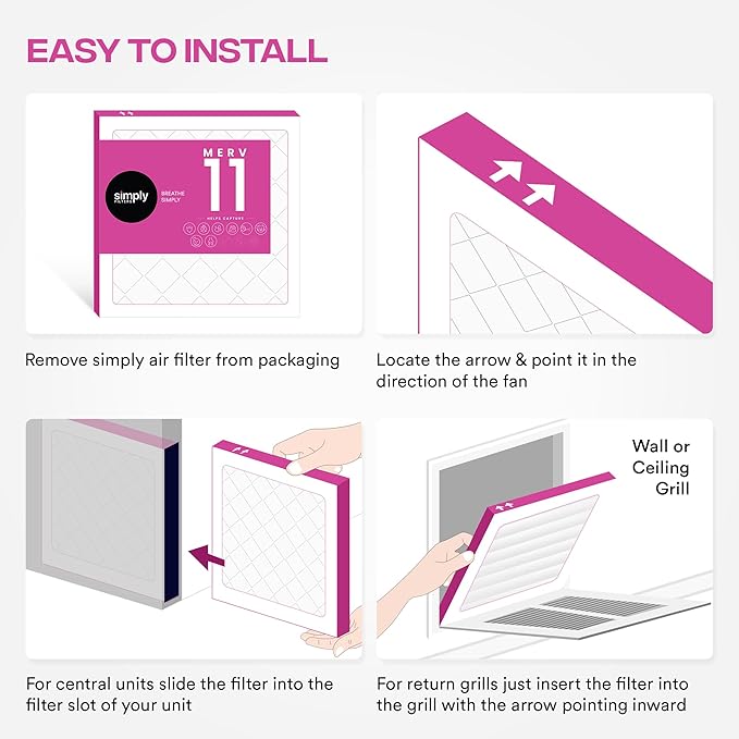 Simply 14x24x1 Air Filter, Merv 11, MPR 1000, 6 Pack, For Home AC Furnace & HVAC (Actual Size: 13.75"x23.75"x0.75") DUST, Pet, & Allergy Control