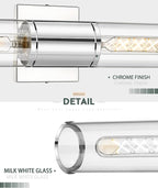Bathroom Vanity Light Fixtures, Chrome Wall Lights in Clear Glass Indoor Wall Sconce, Modern Wall Light Up and Down Wall Mount Lamp for Bathroom, Bedroom, Hallway, Kitchen, VL834-CH-CL