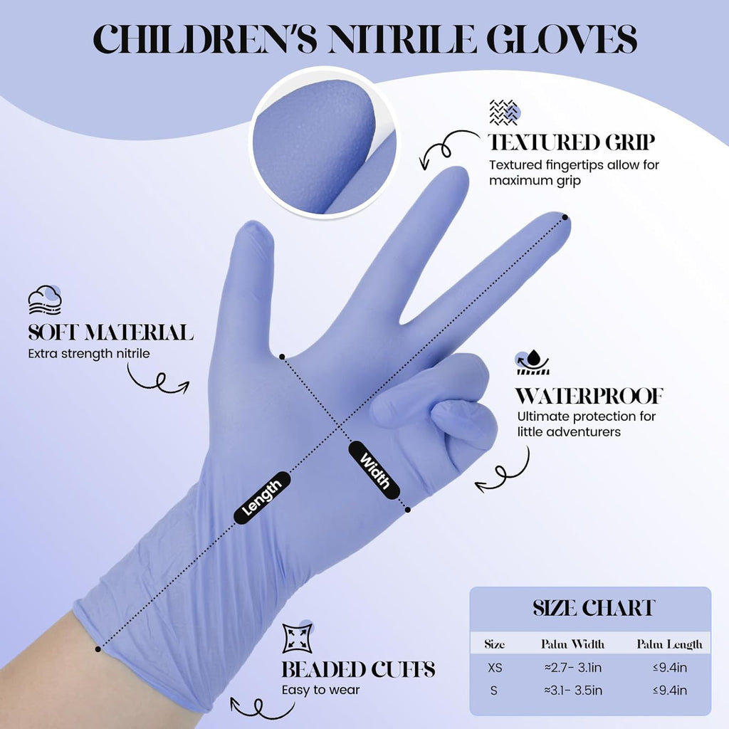 Kids Disposable Gloves, SmalNitrile Gloves for Cleaning, Cooking, Gardening