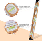 BETHEL Bamboo Level, 24 Inch Level & Tool Solid Block Acrylic Vials, Resists Mortar Adhesion, for Masonry Application and General Leveling (Bamboo)
