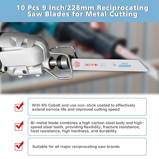 25 Pack 6 Inch 18 Tpi Reciprocating Saw Blades for Sheet Metal, Pipes, Nails Cutting, Profiles Cutting, Bi-Metal Sawzall Blades with 8% Cobalt for Longer Life and Faster Cutting Speed