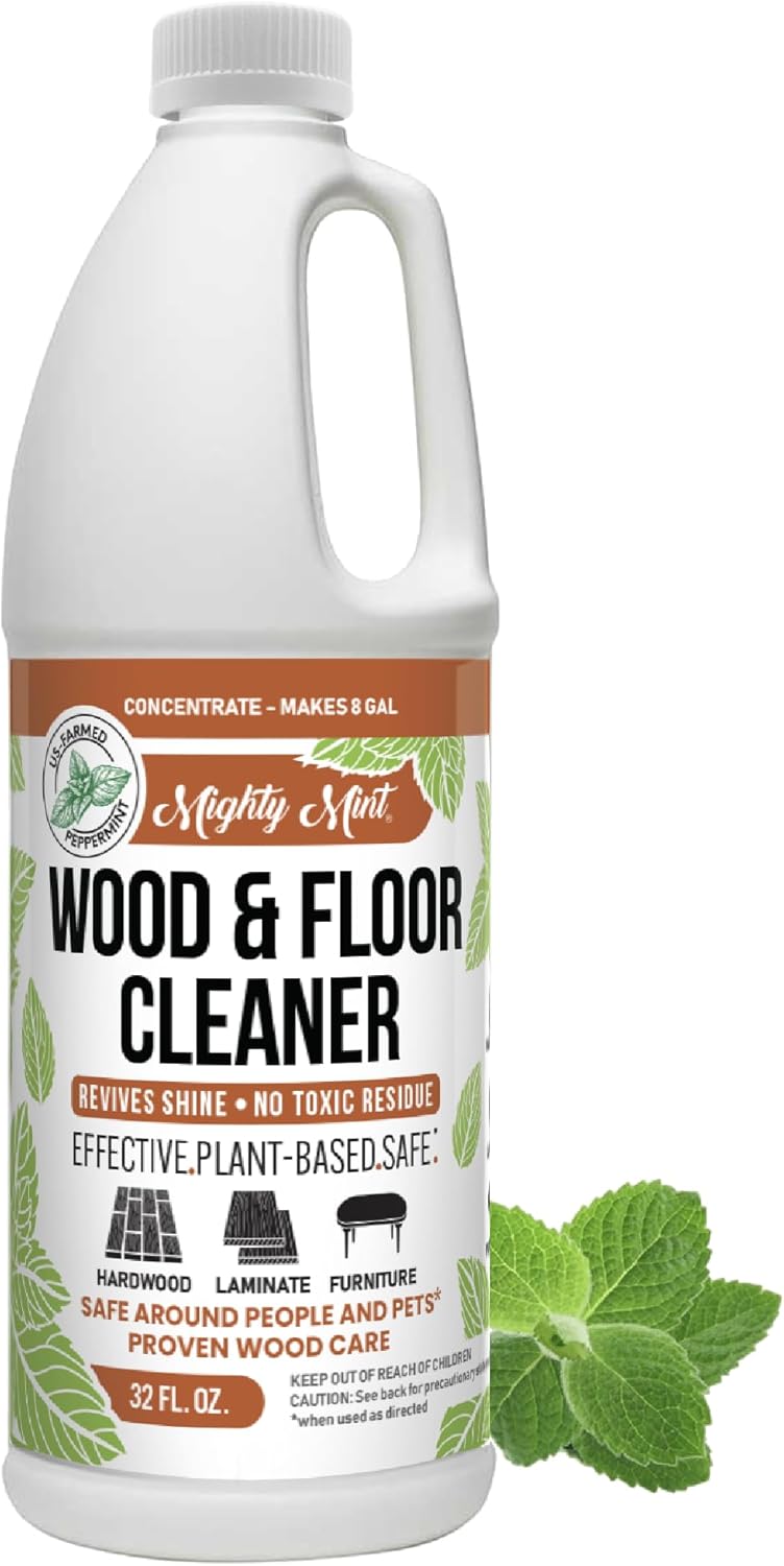 Mighty Mint Wood & Floor Cleaner Concentrate, Cleaning Soap for Hardwood and Floors, Natural Mint Scent, 32oz