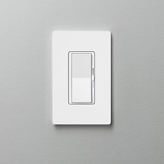 Lutron Diva Smart Dimmer Light Switch with Wallplate for Caseta Lighting (Lutron Smart Hub Required), for LED Lights, 150W, Single-Pole/3-Way, No Neutral, White (DVRFW-6L-WH-A)