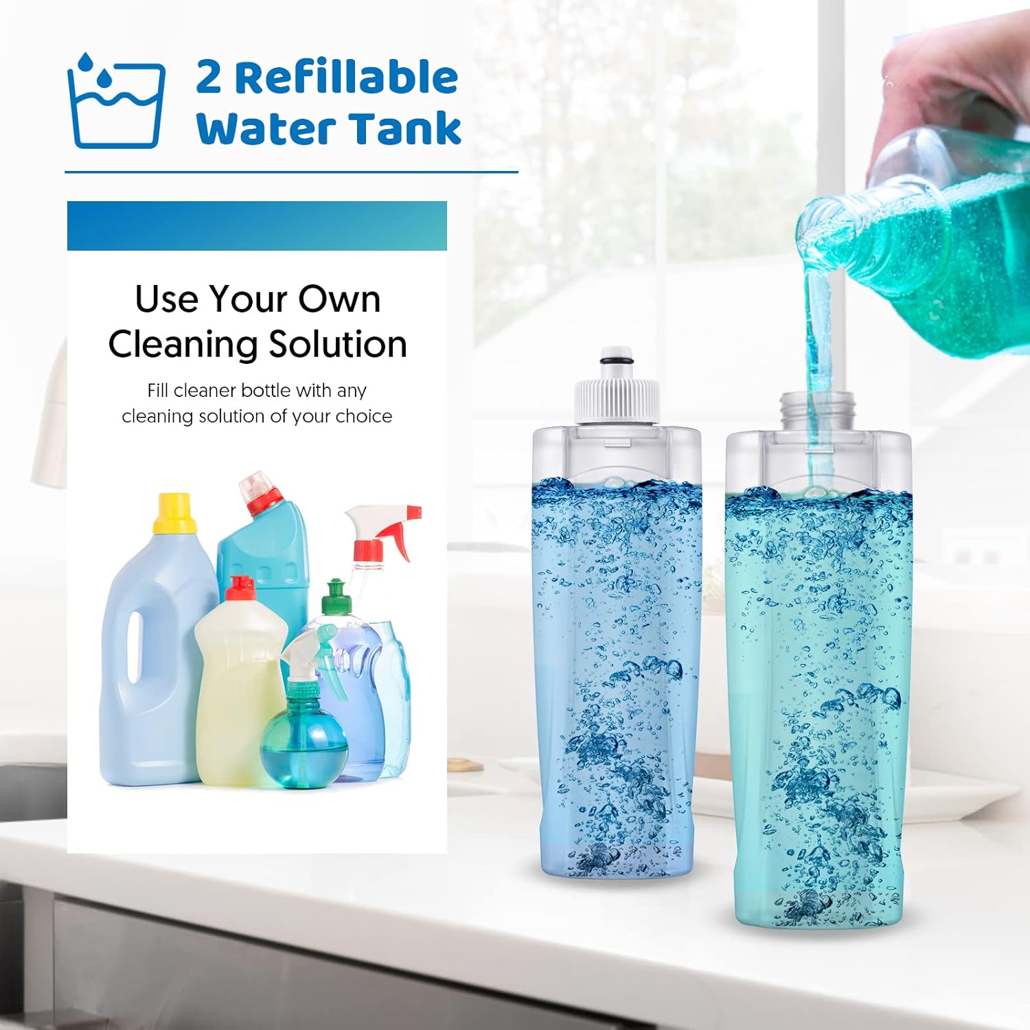 Spray Wet Mops for Hardwood Floor Cleaning: MEXERRIS Flat Mop with 5 Washable Pads for Swiffer Powermop - Floor Mop Dust Dry Mops with 2 Bottles for Laminate Vinyl Tiles Wood