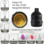 10 Feet Waterproof Wire Electric Light Socket, 2 Pack Outdoor Black Plug in Pendant Light, E26 E27 Socket for Vintage DIY Extension Cable Hanging Lamp