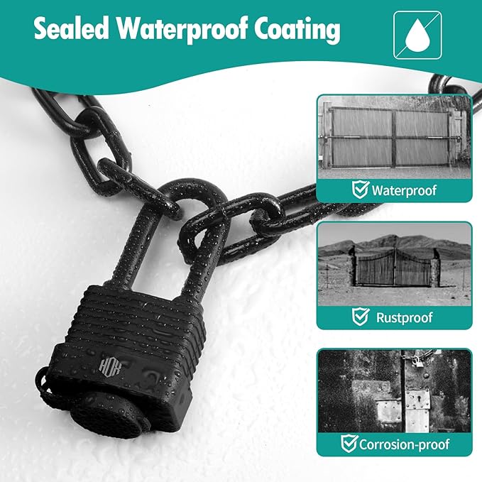 HOX 4-Pack Weather Resistant Padlocks – 40mm Laminated Steel, Chrome Plated with 2-inch Shackle, Vinyl Wrapped, Hardened Steel for Extra Security