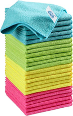 HOMEXCEL Microfiber Cleaning Cloth, 24 Pack Cleaning Rags, Cleaning Towels with 4 Color Assorted, 11.5"X11.5"(Green/Blue/Yellow/Pink)