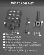 Ofuray Of-9600W Solar Street Lights Outdoor,24Ah High Power Solar Security Flood Lights Parking Lot Lights,IP67 Commercial Dusk to Dawn with Remote Control Motion for Street,Court,Barn