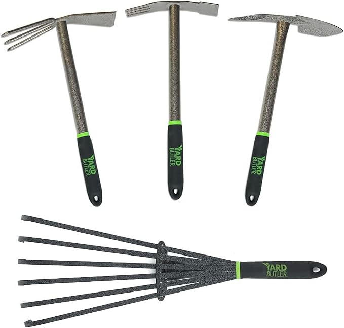 Yard Butler Terra Garden Hand Tools - Weeding Hand Tiller Tool for Efficient Gardening - Weed Remover Tool for Lawn & Garden Care - Durable Gardening Accessory, Variety Bundle