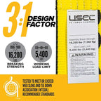 US Cargo Control 4" x 30' Winch Straps with D-Rings (2-Pack), 5,400 LBS Working Load Limit, Heavy Duty Flatbed Tie Downs, Yellow 4 Inch Straps for Flatbed Trailers, Trucks, and Cargo Securement