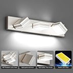 Ralbay 24inch Brushed Nickel Bathroom Vanity Lights 3-Light Metal Acrylic LED Modern Bathroom Wall Lighting Fixtures