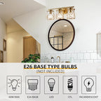 Mavcadonf Modern Vanity Lights with Cage Shade - 3 Lights, Brushed Gold, Over Mirror, for Bathroom & Kitchen