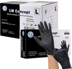 LW Concept - Black Nitrile Gloves - Latex & Powder-Free, Disposable, Strong, Food Handling