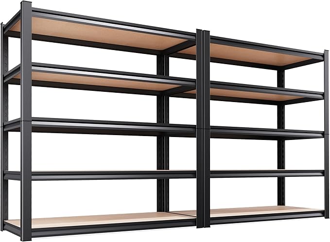 Garage Shelving-2050 lbs 5 Tier Storage Shelves,Adjustable Heavy Duty Metal Shelving Unit and Storage Large Rack,Utility Steel Shelf for Warehouse Industrial Pantry Basement 71"x46"x18"-2 Pack