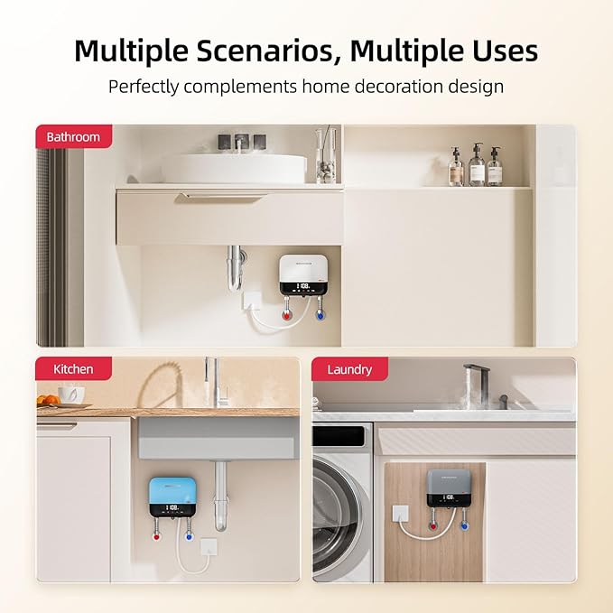MIZUDO 3.5kW Tankless Water Heater Electric, 120V White