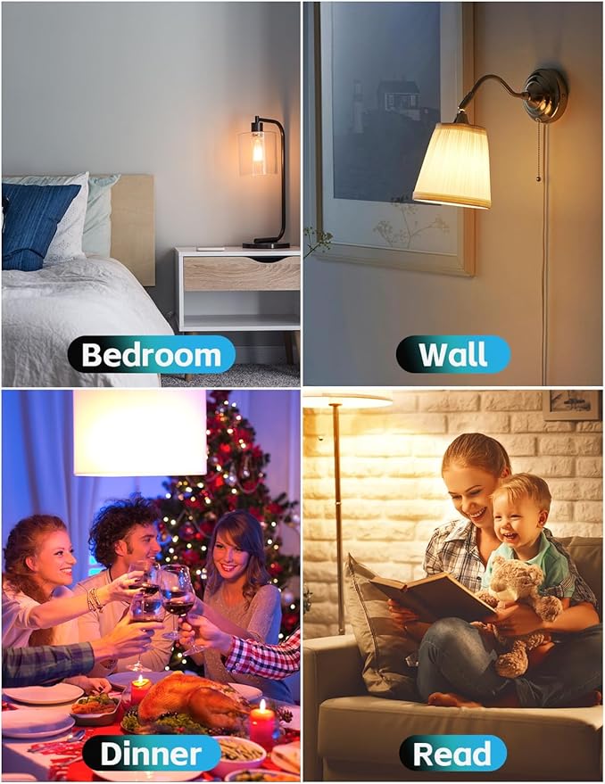 Jensense Vintage LED Edison Bulbs 8Watt Dimmable Light Bulbs 2700K Warm White, E26 LED Bulb 60watt Equivalent, Vintage Bulbs 800lm CRI 90 Clear Glass 6 Packs