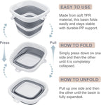 Small Collapsible Bucket, 1.4Gal/5L BPA-Free - Foldable Water Pail for Car Washing, Camping, Beach - Portable Lightweight Storage for Outdoor, RV, Travel (Grey)