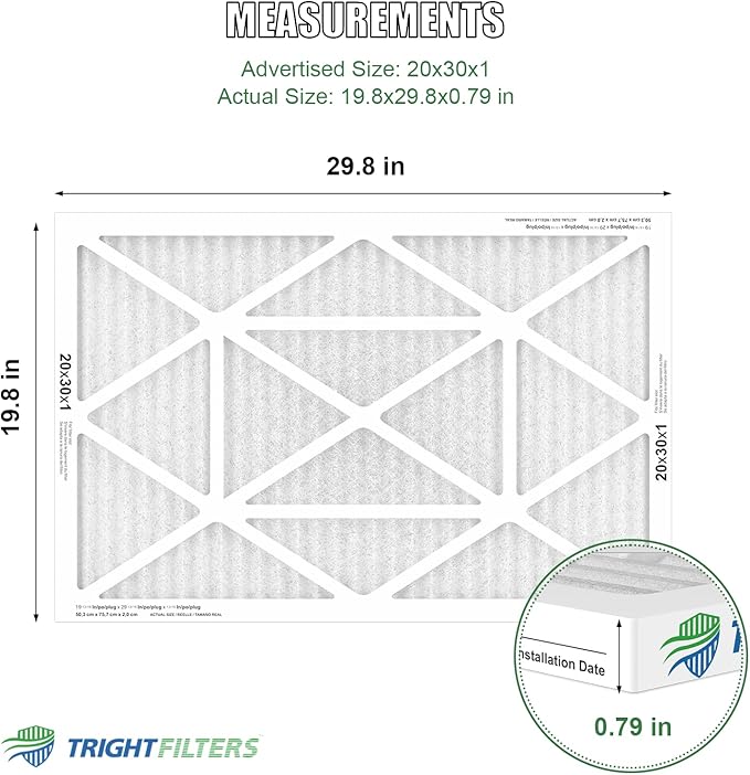 20x30x1 Air Filter 4 Pack, MERV 8 Pleated Dust Defense Air Filters Replacement Air Conditioner HVAC AC Furnace Filter, Durable and Lightweight