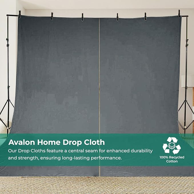 Canvas Drop Cloth for Painting 9x12 feet Pack of 2-8oz Painters Drop Cloths for Painting - All Purpose Canvas Tarps for Floor & Furniture Protection - Recycled Cotton Fabric