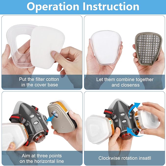 Reusable Half Face and Full Face Gas Mask with Activated Carbon Filter Against Organic Vapor/Dust/Chemical