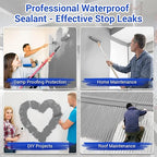 Polyurethane Waterproof Coating, 0.4 Gallon / 51 Fl 0z., Light Grey, Polyurethane Coating for Multi-Surface Leak Repair Roofs, Gutters, Basements, Indoor and Outdoor Liquid Water Proof Sealant