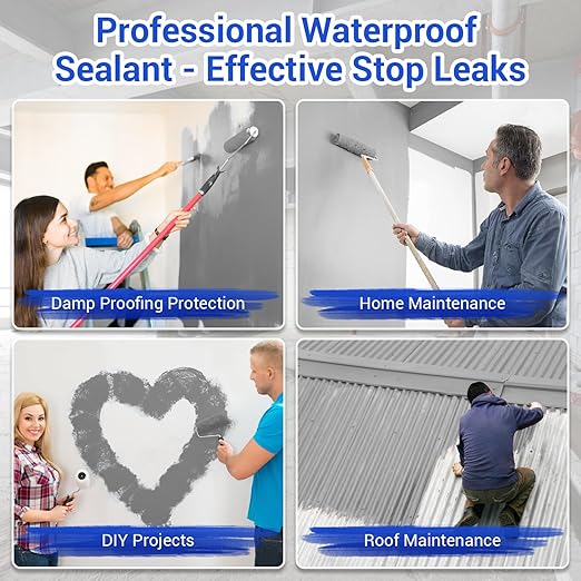 Polyurethane Waterproof Coating, 0.4 Gallon / 51 Fl 0z., Light Grey, Polyurethane Coating for Multi-Surface Leak Repair Roofs, Gutters, Basements, Indoor and Outdoor Liquid Water Proof Sealant