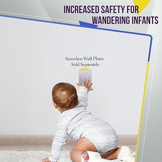 ENERLITES, Silver Elite Series Decorator Receptacle Outlet Child Safe Tamper-Resistant, Self-Grounding, 2-Pole, Residential Grade, 15A 125V, UL Listed, 61501-TR-SV