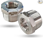 2 Pcs Reducer Hex Bushing, 304 Stainless Steel 1" Male NPT to 1/2" Female NPT（ 1"MNPT - 1/2"FNPT） Pipe Fitting Hex Bushing, Heavy Duty Pipe Fitting Reducer Adapter