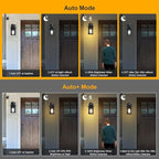 Motion Sensor Outdoor Wall Light, 3 Adjustable Lighting Modes Porch Lights, Dusk to Dawn Black Exterior Light Fixtures, Waterproof Outside Wall Lantern Sconce for House, Garage, Bulb Included