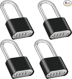 4pcs Combination Lock, 4-Digit Heavy Duty Combo Lock, Combination Padlock Outdoor Waterproof Gate Locks for Outdoor Fence, Locker, Sheds, Gym, Gate Hasps(4pcs, Long Shackle)