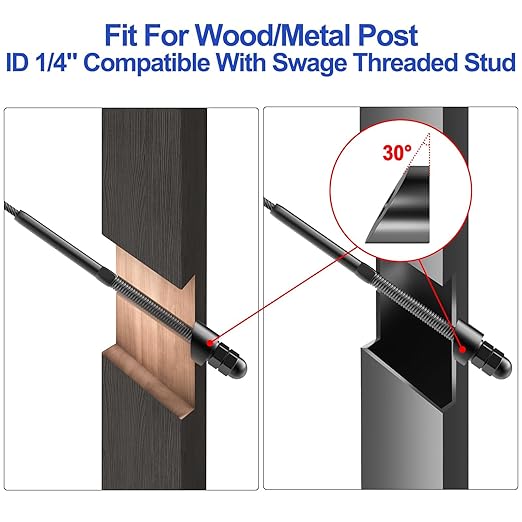 CKE 50 Pack 1/4" Black Angle Beveled Washers for Cable Railing, 30 Degree Beveled Washers for 1/8" 5/32" 3/16" Stair Deck Cable Railing Kit, T316 Stainless Steel Black Cable Railing Angle Washer,BCR17