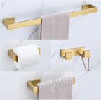Brushed Gold Bathroom Hardware Set, 4-Piece Bath Towel Bar Set SUS304 Stainless Steel Towel Rack Set for Bathroom, 23.6 inches Bathroom Towel Holder Set Wall Mounted