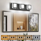 3-Light Bathroom Lighting Fixtures Over Mirror (5CCT, Dimmable), Black Led Modern Vanity Light for Bathroom (3000K/3500K/4000K/5000K/6000K)