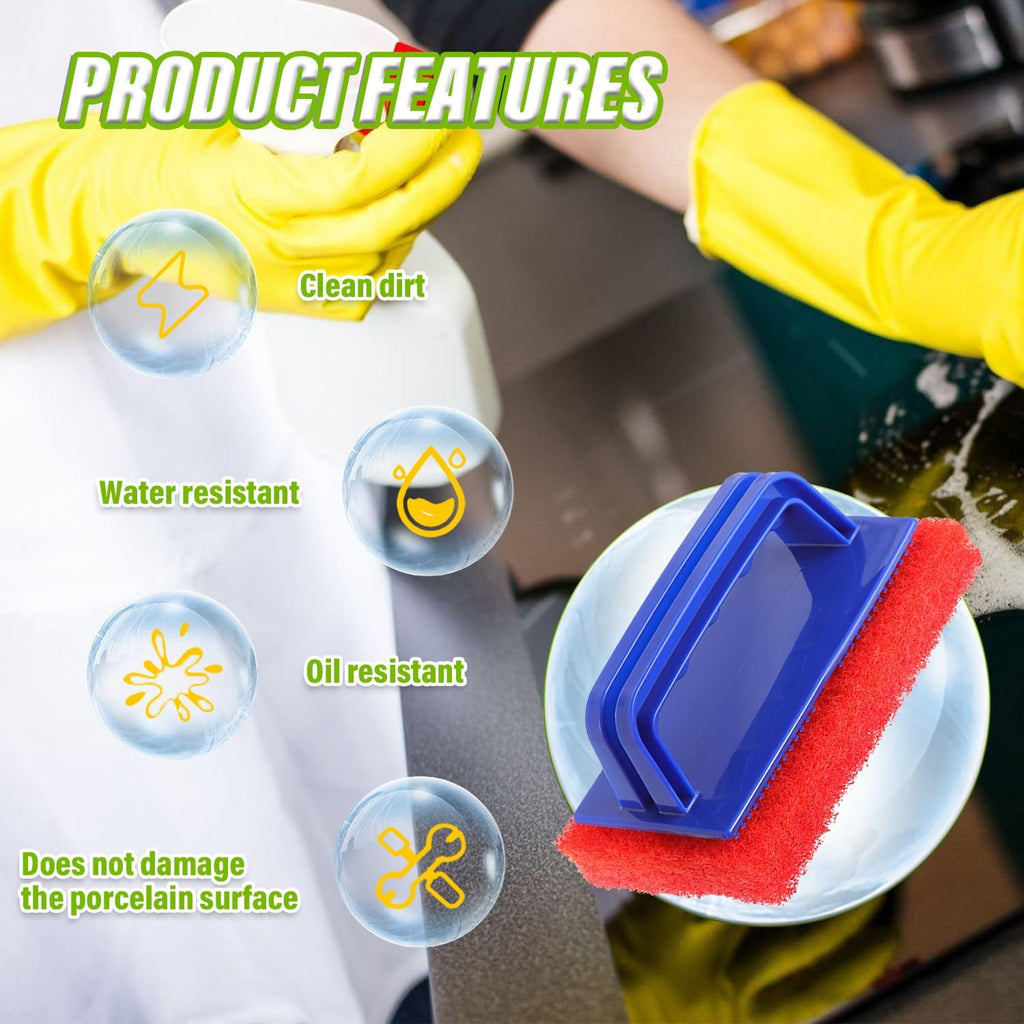 5 Pack Electric Cleaning Brush Pad Kitchen Bathroom Household Cleaning Pad Swimming Pool Wall Cleaning Brush Heavy Duty Griddle Scrubber Scouring Pad and 1 Pack Handle kit(Red)