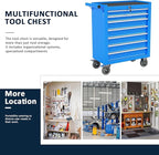 7-Drawer Metal Rolling Tool Chest with Wheels,Tool Storage Cabinet with Locking System，Toolbox with Wheels for Garage,Workshop, Repair Shop(Blue, 7-Drawer)