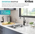 Kraus Oletto Single Handle Kitchen Bar Faucet in Matte Black/Spot Free Black Stainless Steel, Kitchen Sink Faucets, KPF-2822MBSFSB