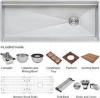 Ruvati 45-inch Undermount Workstation Kitchen Sink – 16 Gauge Stainless Steel Single Bowl with Ledges & Accessories – RVH8333