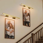 Picture Light, 30in Hardwired Picture Lights for Wall, Dimmable Wall Sconces Poster Light, Brass 4 Lighting for Paintings Frames Art Display Gallery Bedroom Living Room-Included Bulbs(Gold)