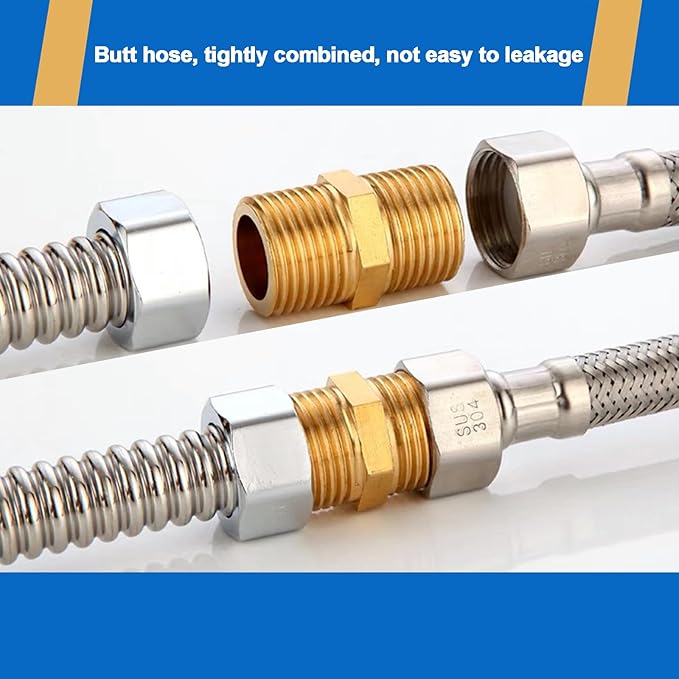 4PCS Hex Nipple 1"NPT x 1" NPT Male Solid Brass Pipe Fitting, 1 inch Brass nipple Male Threaded Pipe Adapter Fittings Equal Nipples Connectors Couplings