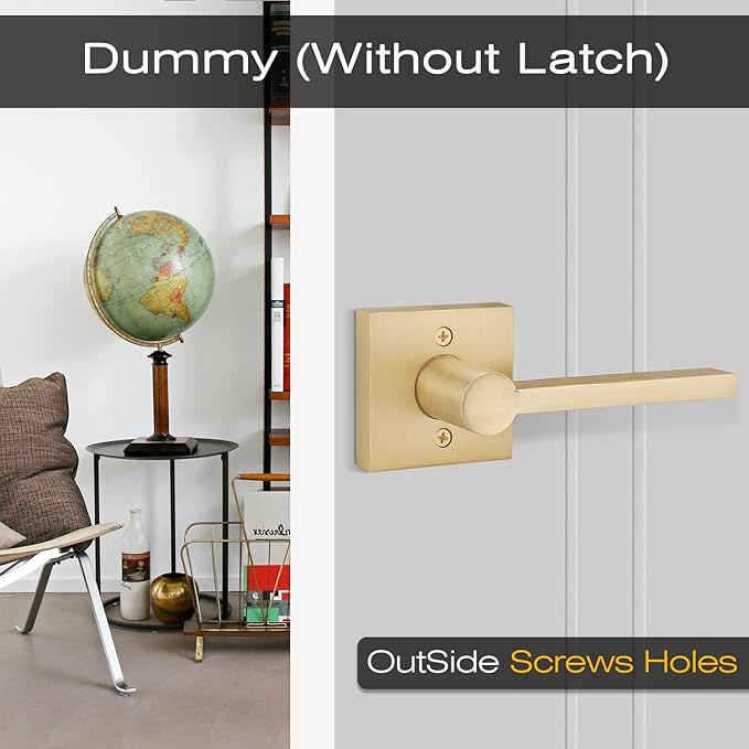 EHOMEWARE 1 Pack Gold Dummy Door Handle, Heavy Duty Single Sided Door Lever, Non Turning Interior Door Handles for Pull or Push Only